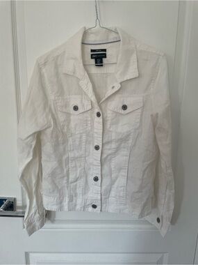 Jones New York White 100%Linen Jacket